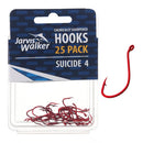 Jarvis Walker Chemically Sharpened Red Suicide Hooks - Size 4 (25 Pack)