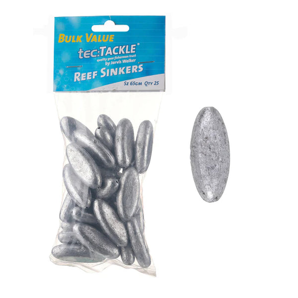 Jarvis Walker Tec Tackle Reef Sinkers - Size 65g (25 Pack)