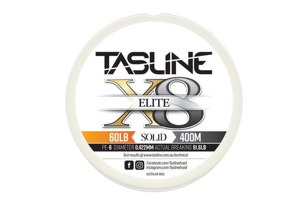 Tasline Elite X8 Solid Braid 8 Strand - White (60LB) - 400m