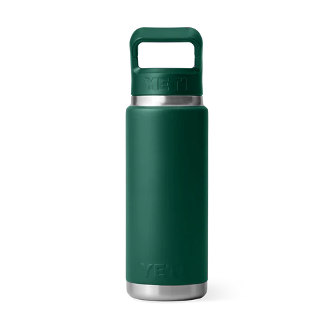 Yeti Rambler 26oz (769ml) Straw Bottle with Colour-Matched Straw Lid - Black Forest Green