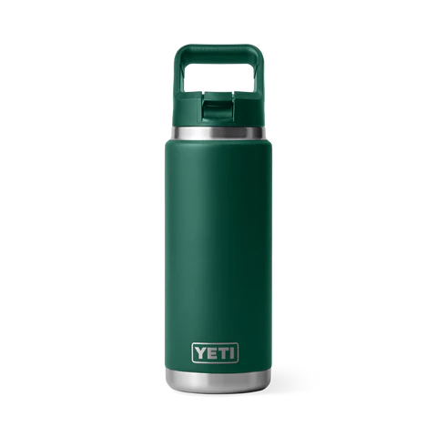 Yeti Rambler 26oz (769ml) Straw Bottle with Colour-Matched Straw Lid - Black Forest Green