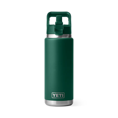 Yeti Rambler 26oz (769ml) Straw Bottle with Colour-Matched Straw Lid - Black Forest Green