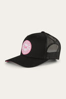 Ringers Western Tara Ponytail Trucker Cap/Hat - Black with Pink Patch