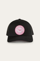 Ringers Western Tara Ponytail Trucker Cap/Hat - Black with Pink Patch