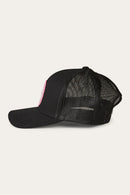 Ringers Western Tara Ponytail Trucker Cap/Hat - Black with Pink Patch