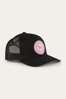 Ringers Western Tara Ponytail Trucker Cap/Hat - Black with Pink Patch