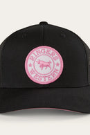Ringers Western Tara Ponytail Trucker Cap/Hat - Black with Pink Patch