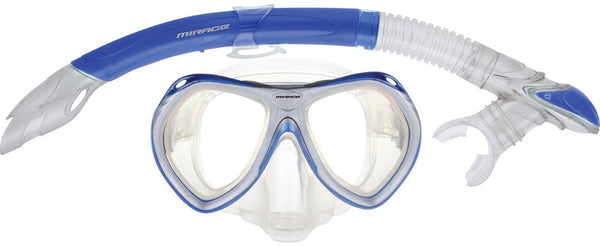 Mirage Crystal Junior Silicone Mask and Snorkel Set - Blue