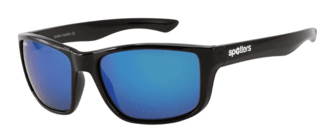 Spotters Rebel with Polarised Lenses - Matt Black Frame / Ice Blue Mirror Lenses