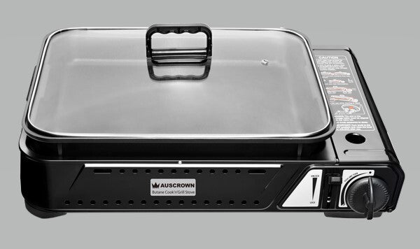 Auscrown Cook'n'Grill Butane Gas Stove with Pan