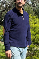 Adventureline Kanga Half Button Jumper - Evening Blue