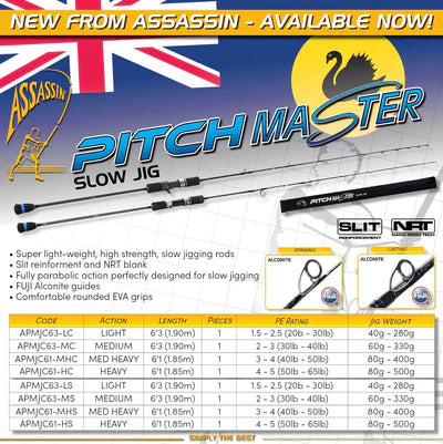 Assassin Pitch Master Slow Jig Rod Medium Heavy Cast/Overhead - PE2-4