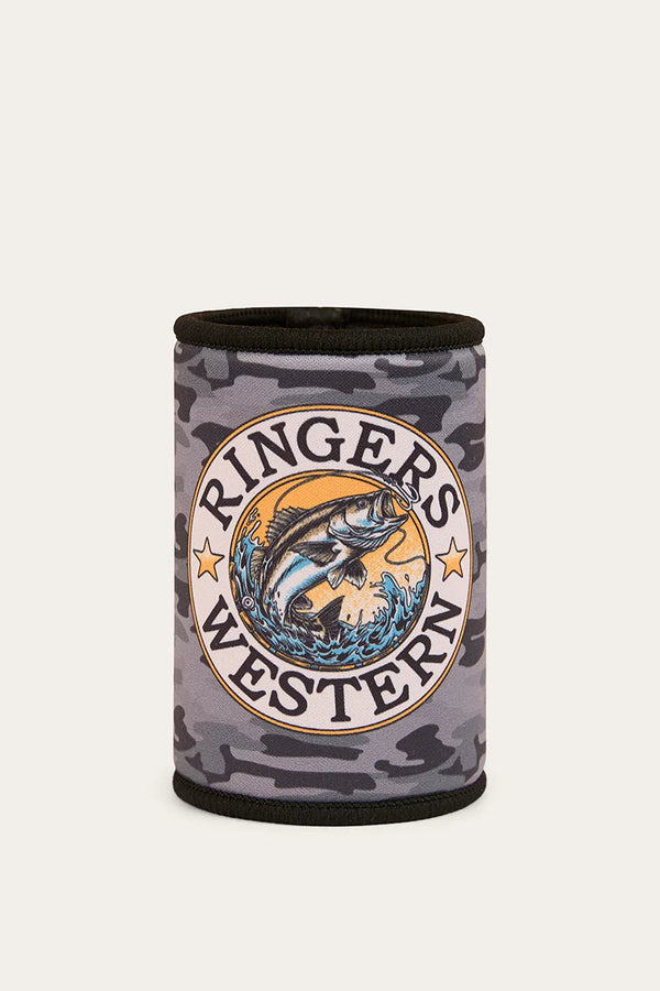 Ringers Western Buckin Barra Stubby Cooler - Black Camo
