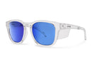 Liive Vision Crafter Safety Sunglasses - Clear Frame with XTAL Blue Mirror Polarized Lens