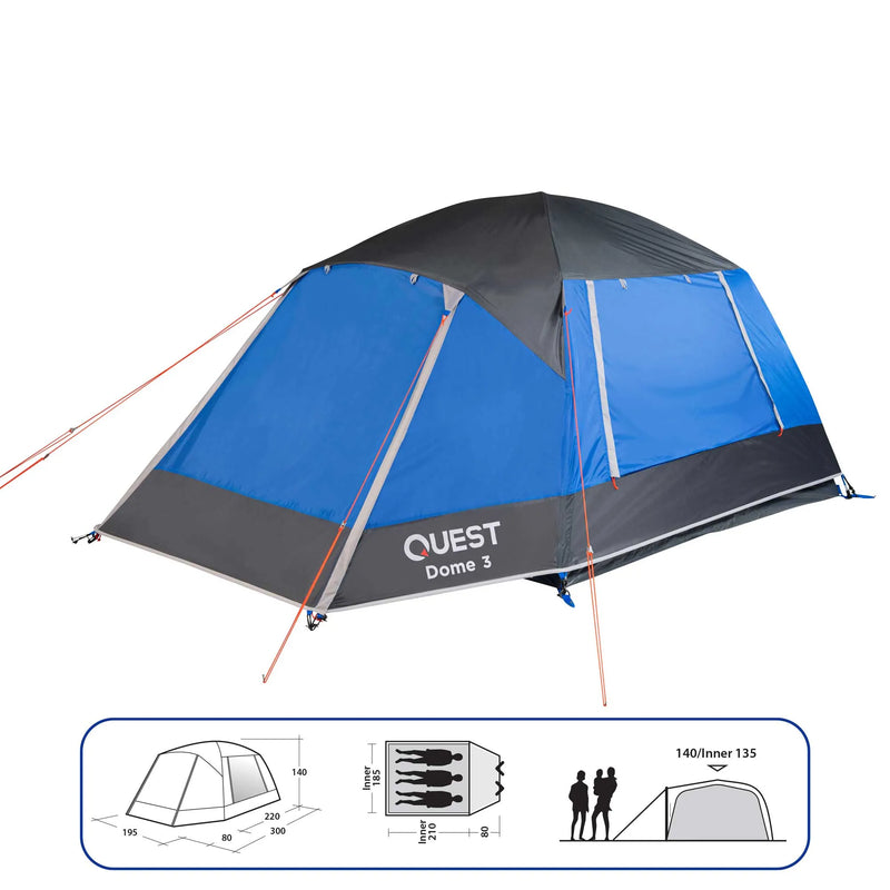 Quest Outdoors Dome 3 Tent (3 Person)