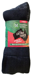 Bamboo Textiles Aussie Extra Thick Socks - Black (Size M4-6 / W6-8| 3 Pack)