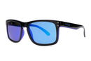 Liive Vision Echo Sunglasses - Matt Black Frame with Blue Mirror Polarised Lens