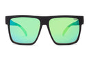 Liive Vision Brooksy Envy Sunglasses - Matt Black Float Frame with Mirror Polarised Green Lens