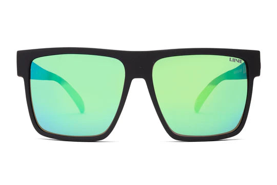 Liive Vision Brooksy Envy Sunglasses - Matt Black Float Frame with Mirror Polarised Green Lens
