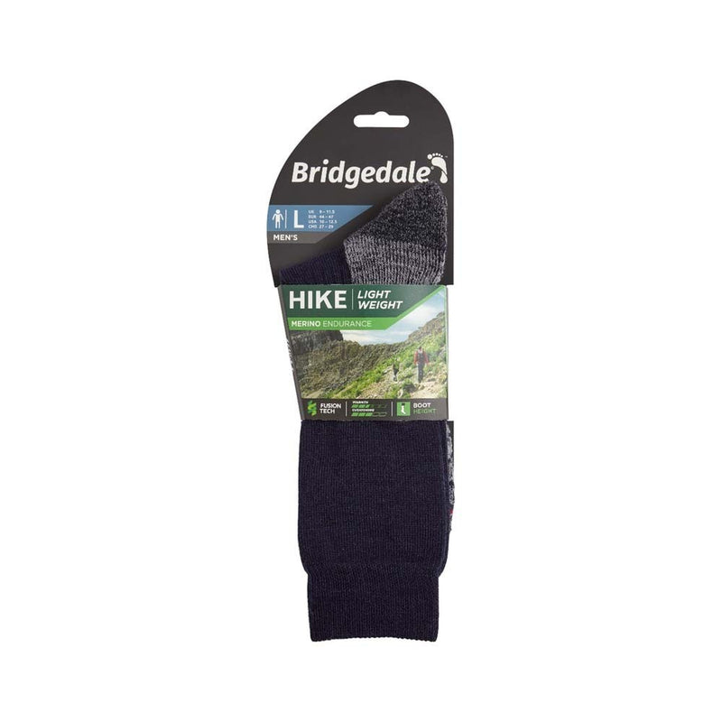 Bridgedale Men's Hike Lightweight Merino Performance Boot Hiking Socks (Large) - Navy/Grey