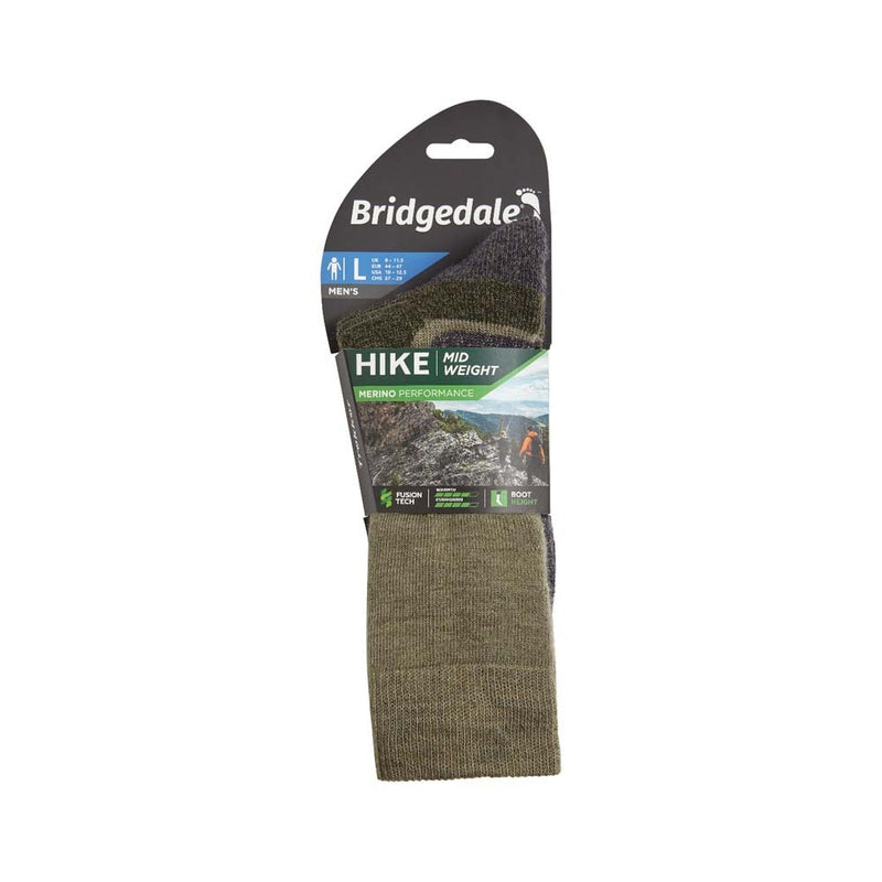 Bridgedale Men's Hike Midweight Merino Performance Boot Hiking Socks (X-Large) - Green