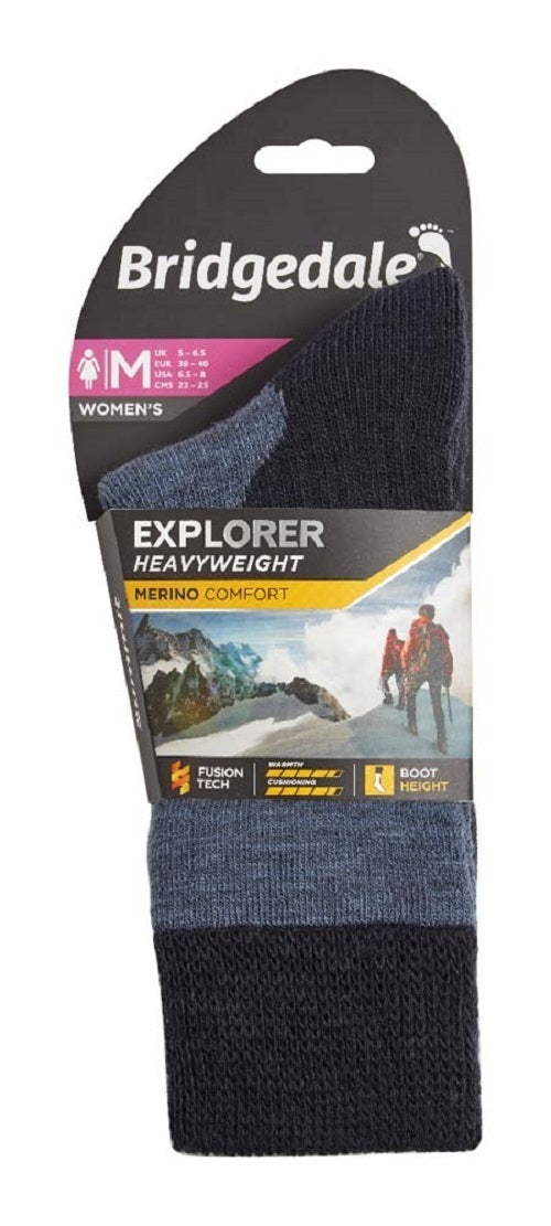 Bridgedale Womens Expedition Heavyweight Merino Comfort Socks - Storm (Size Medium)