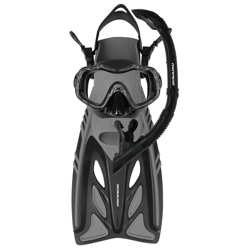 Mirage Junior Raven Silicone Mask Snorkel and Fin Set (Small/Medium) - Black