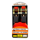 Monkey Grip Ratchet Straps (4m x 25mm) - Red (2 Pack)