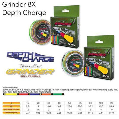 Grinder Depth Charge Braid 65lb - Multi Colour (300m)