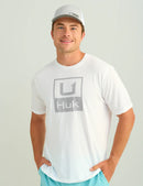 Huk Stacked Logo Short Sleeve Tee - White