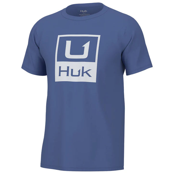 Huk Men's Stacked Logo Short Sleeve Tee - Wedgewood