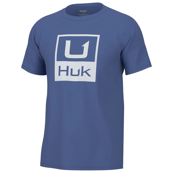 Huk Men's Stacked Logo Short Sleeve Tee - Wedgewood