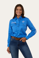 Ringers Western Womens Signature Jillaroo Half Button Work Shirt - Blue