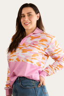 Ringers Western Womens Halls Creek Unisex Fishing Jersey - Pink Camo