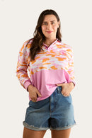 Ringers Western Womens Halls Creek Unisex Fishing Jersey - Pink Camo