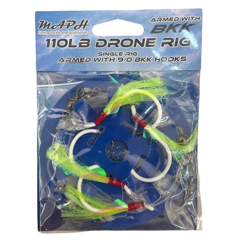 drone fishing accessories Maph Drone Rig 9/0 *NEW* Kona Glow Circle Hooks fitted*