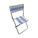 Supex King Size Camping Chairette - Grey with Blue, White & Charcoal Stripes