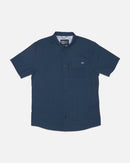 Salty Crew Men’s Flagship UV Button Up Short Sleeve Shirt - Mid Blue