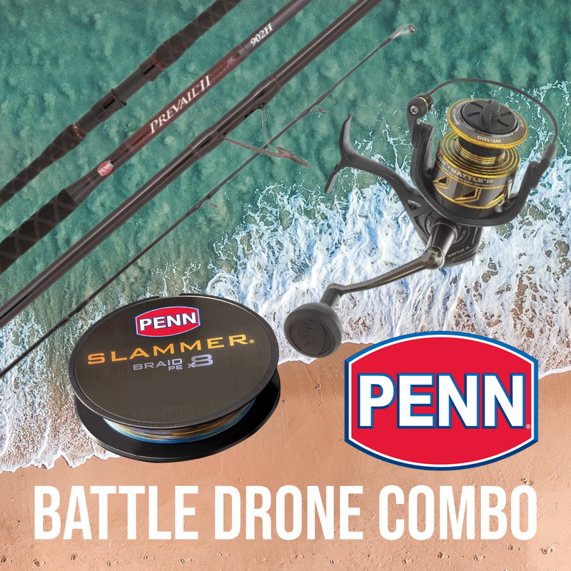 Penn Battle 4 10'000 / Prevail 2 12ft 37kg Drone Combo - Bonus Braid 65lb 500m