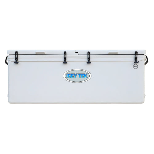 Icey Tek Long Ice Box Cooler - 260L Split Lid Left- White