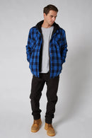 Jetpilot Quilted Mens Flannel Jacket - Blue