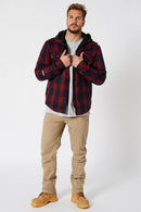 Jetpilot Quilted Men's Flannelette Jacket - Red