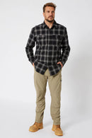 Jetpilot Mens Flannel Long Sleeve Shirt - Black