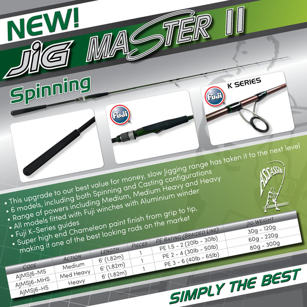 Assassin Jig Master 2 Rod AJMSJ6-HS 6ft Spin (PE3-6 Jig Rod)