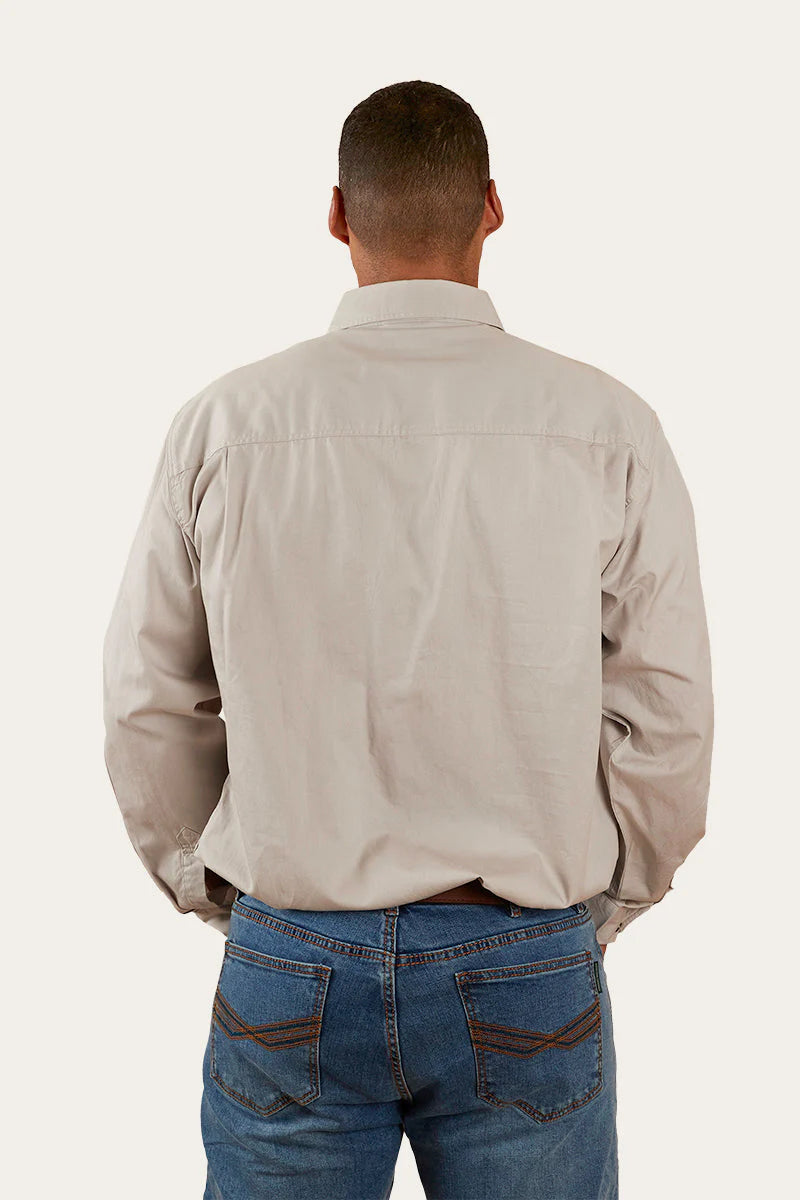 Ringers Western Mens King River Half Button Work Shirt - Beige