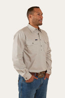 Ringers Western Mens King River Half Button Work Shirt - Beige