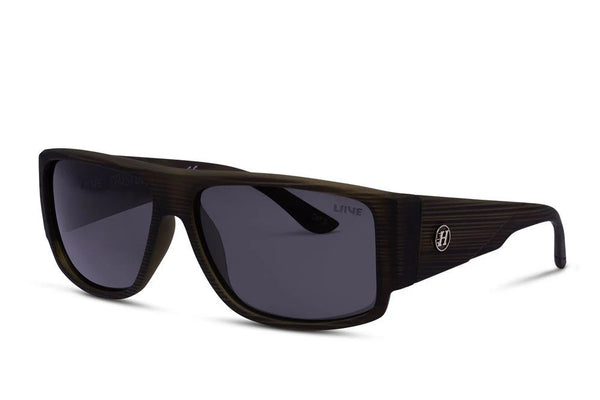 Liive Vision Coast Guard Sunglasses - Brown Wood Frame with Polarised Black Lens