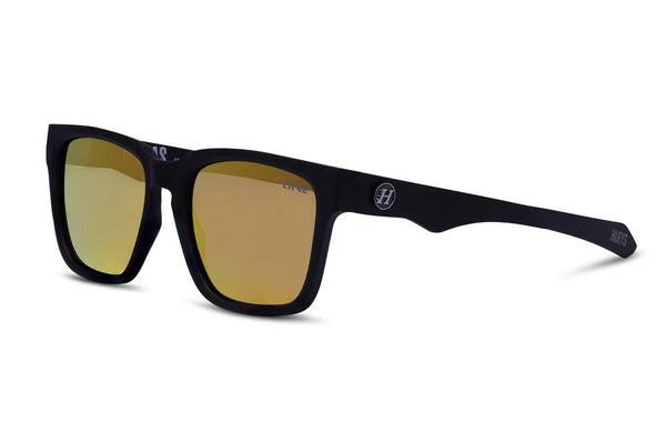Liive Vision Hi Seas Sunglasses - Matt Black Frame with Gold Mirror Polarised Lens
