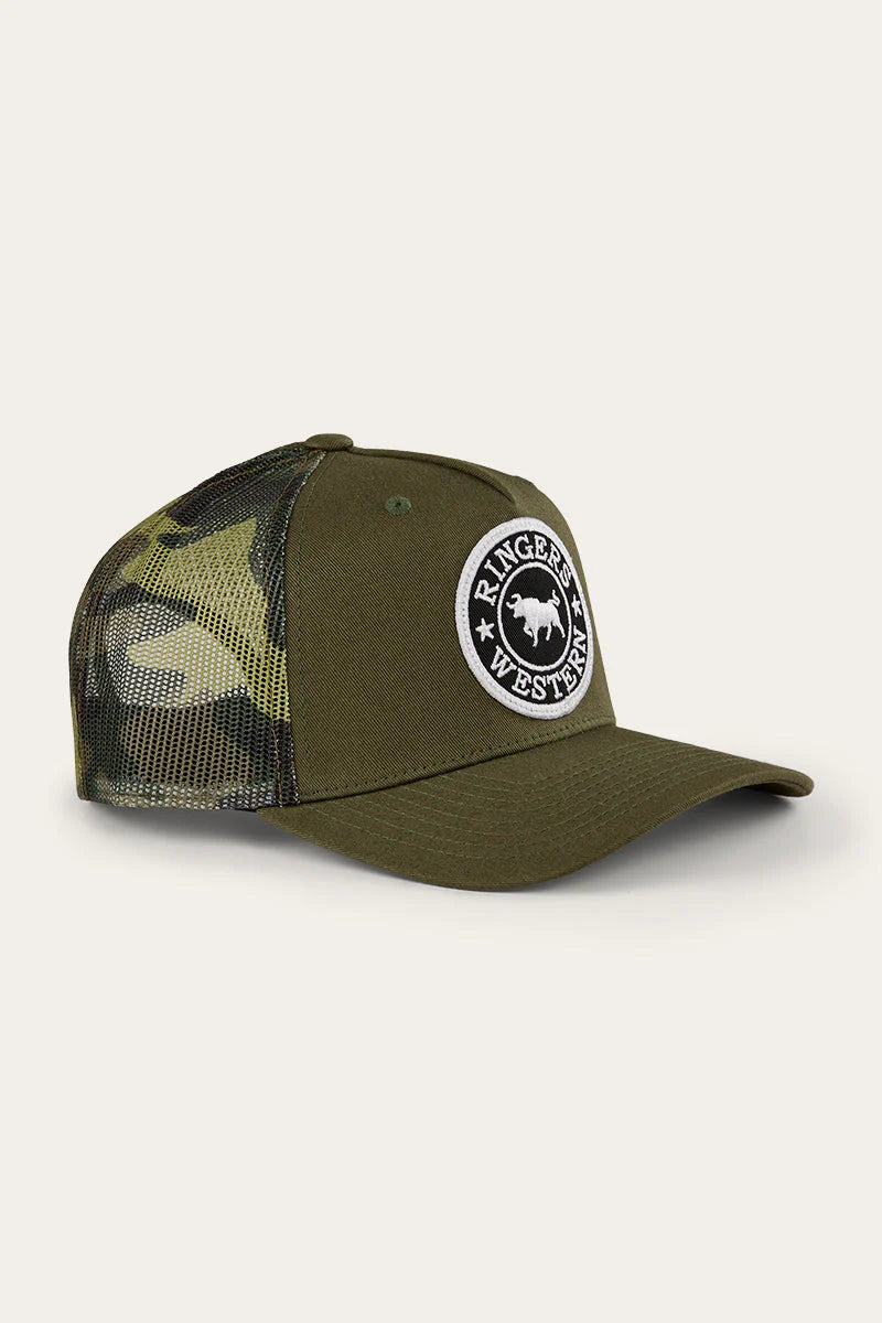 Ringers Western Kids Signature Bull Trucker Cap - Military Green/Camo