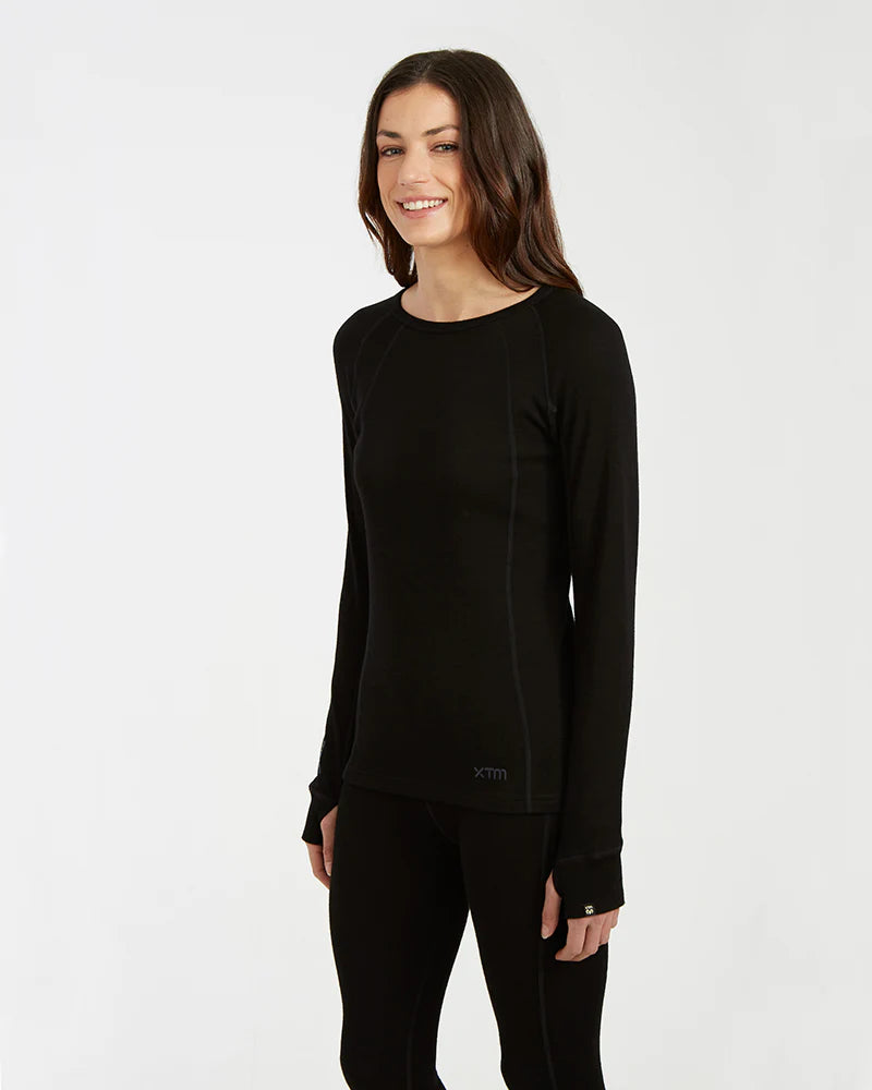 XTM Ladies Merino 230 Wool Thermal Long Sleeve Top - Black